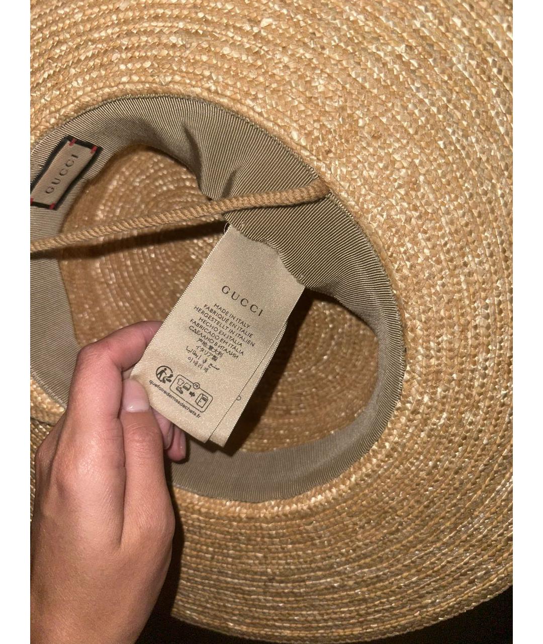GUCCI Бежевая соломенная шляпа, фото 5