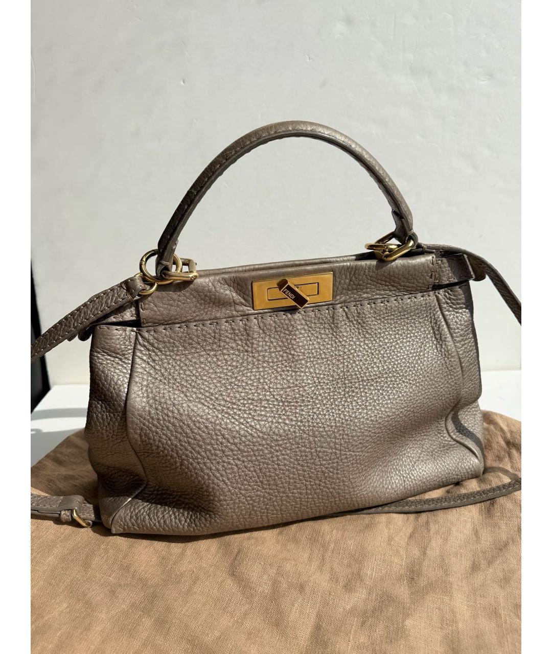 FENDI Коричневая кожаная сумка тоут, фото 2