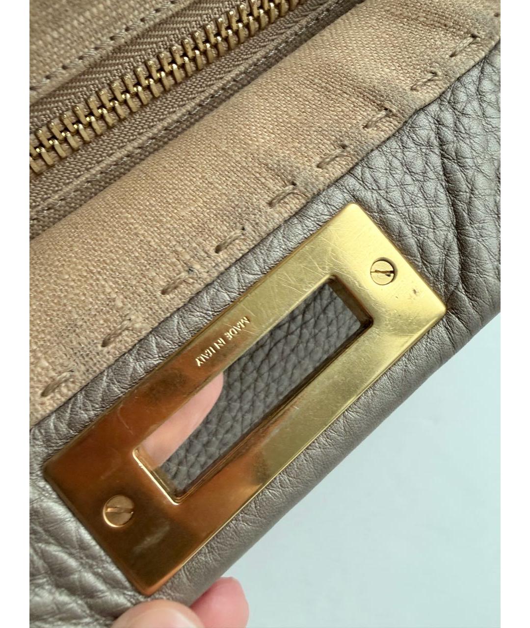 FENDI Коричневая кожаная сумка тоут, фото 7