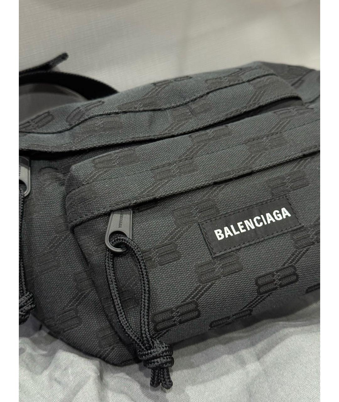 BALENCIAGA Черная жаккардовая поясная сумка, фото 5