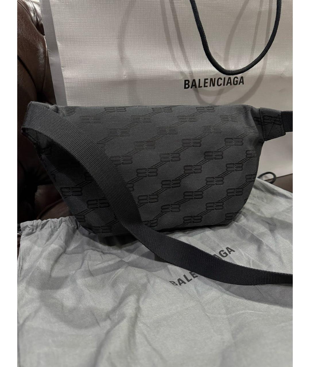 BALENCIAGA Черная жаккардовая поясная сумка, фото 3