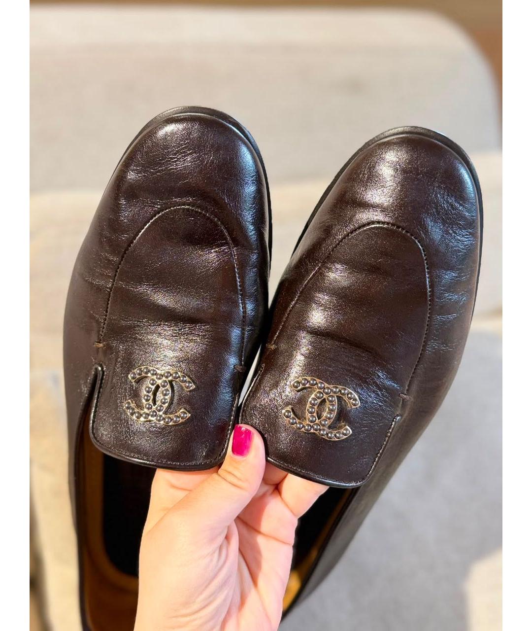 CHANEL Коричневые кожаные лоферы, фото 3