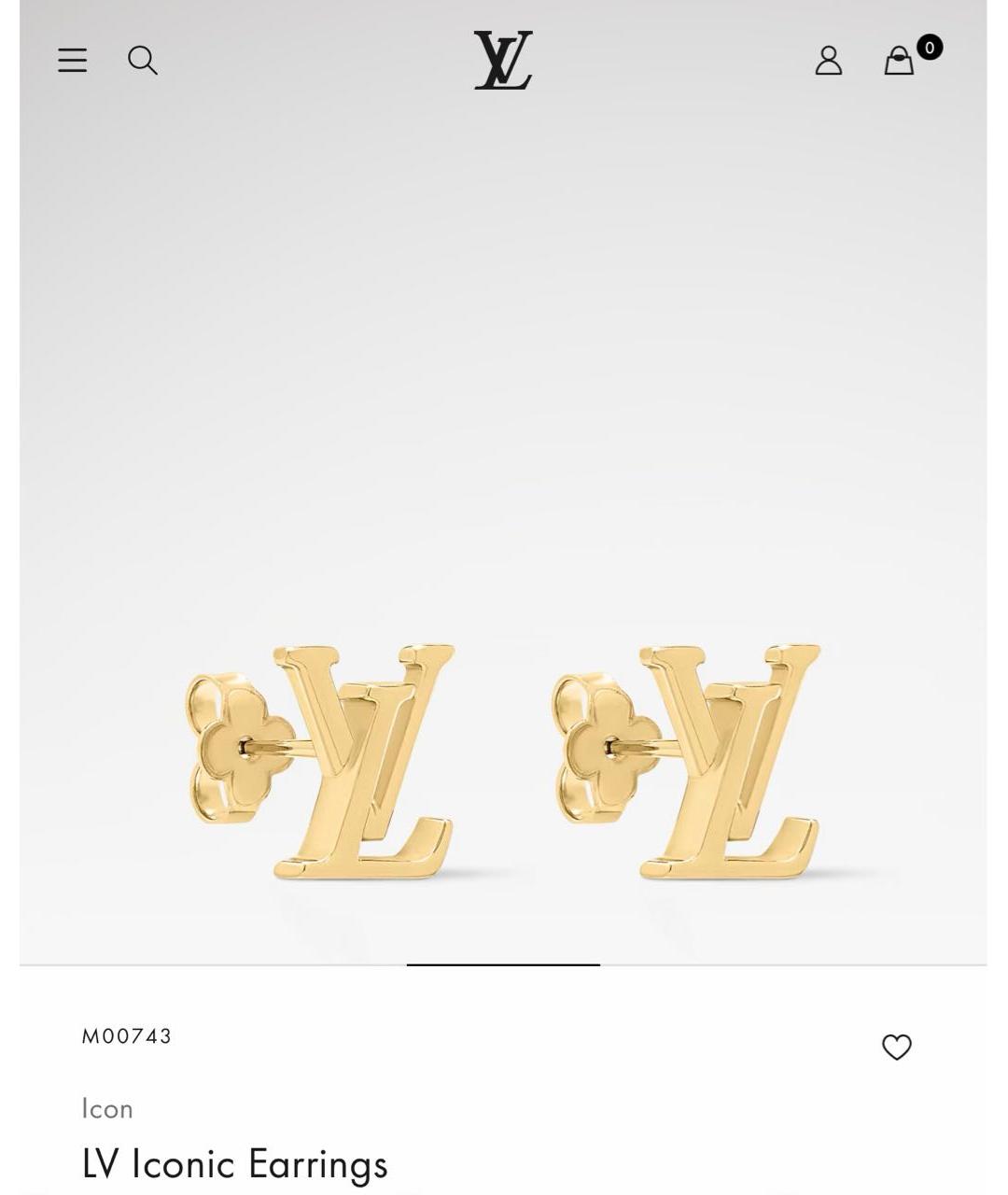LOUIS VUITTON Золотые латунные серьги, фото 3