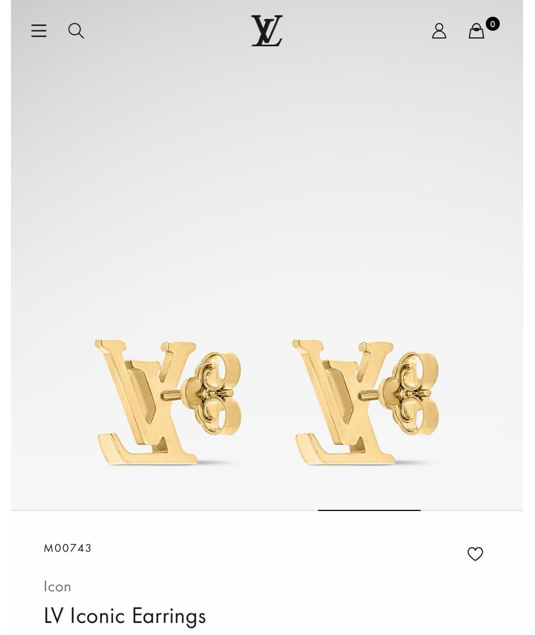 LOUIS VUITTON Золотые латунные серьги, фото 4