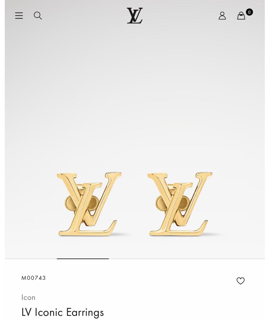 LOUIS VUITTON Золотые латунные серьги, фото 9