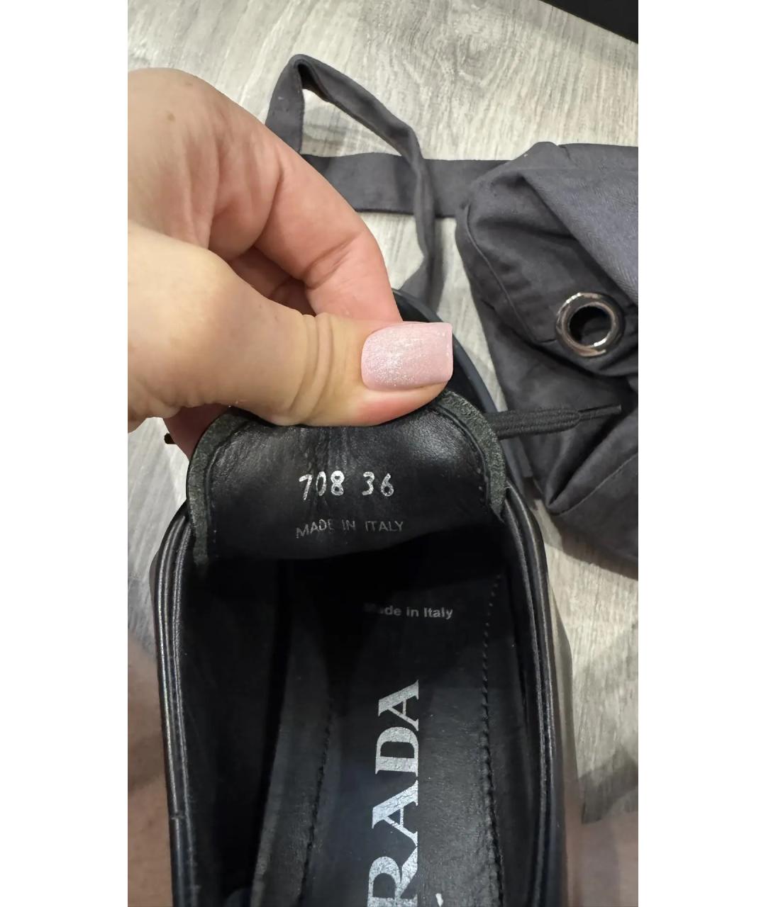 PRADA Черные кожаные ботинки, фото 2
