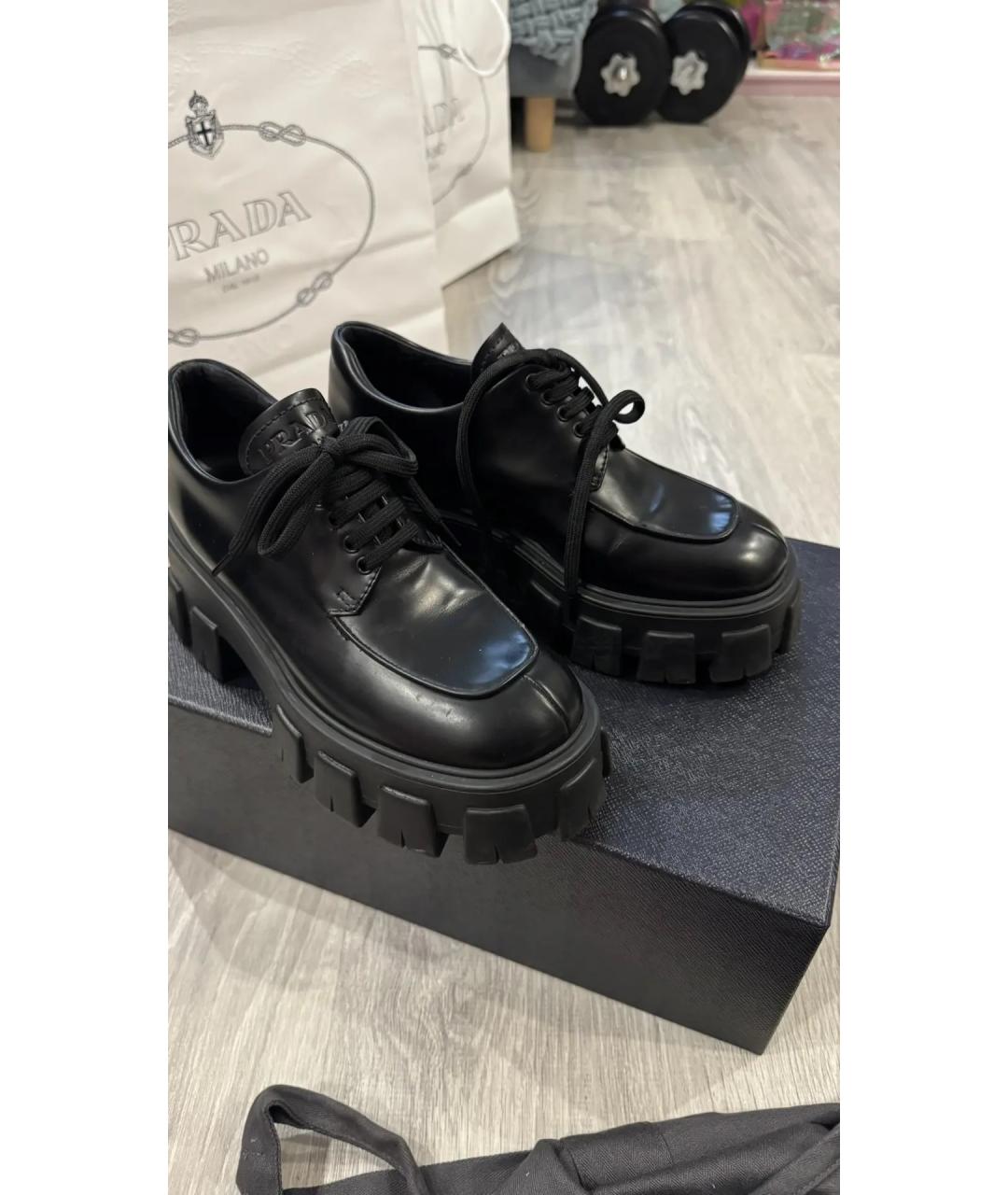 PRADA Черные кожаные ботинки, фото 5