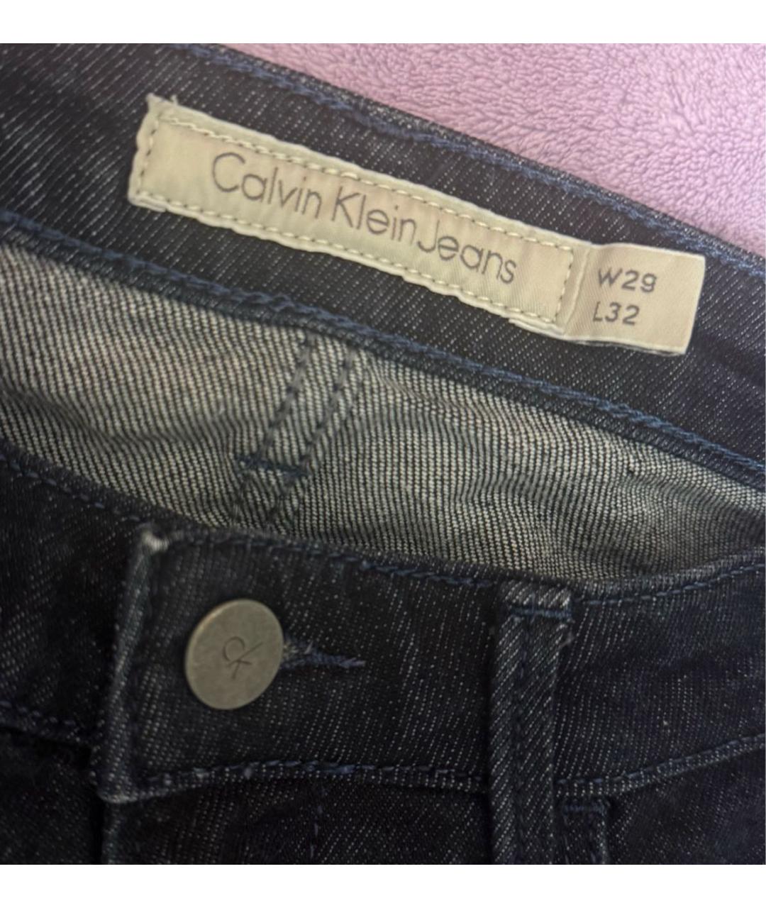 CALVIN KLEIN Темно-синие хлопковые прямые джинсы, фото 7