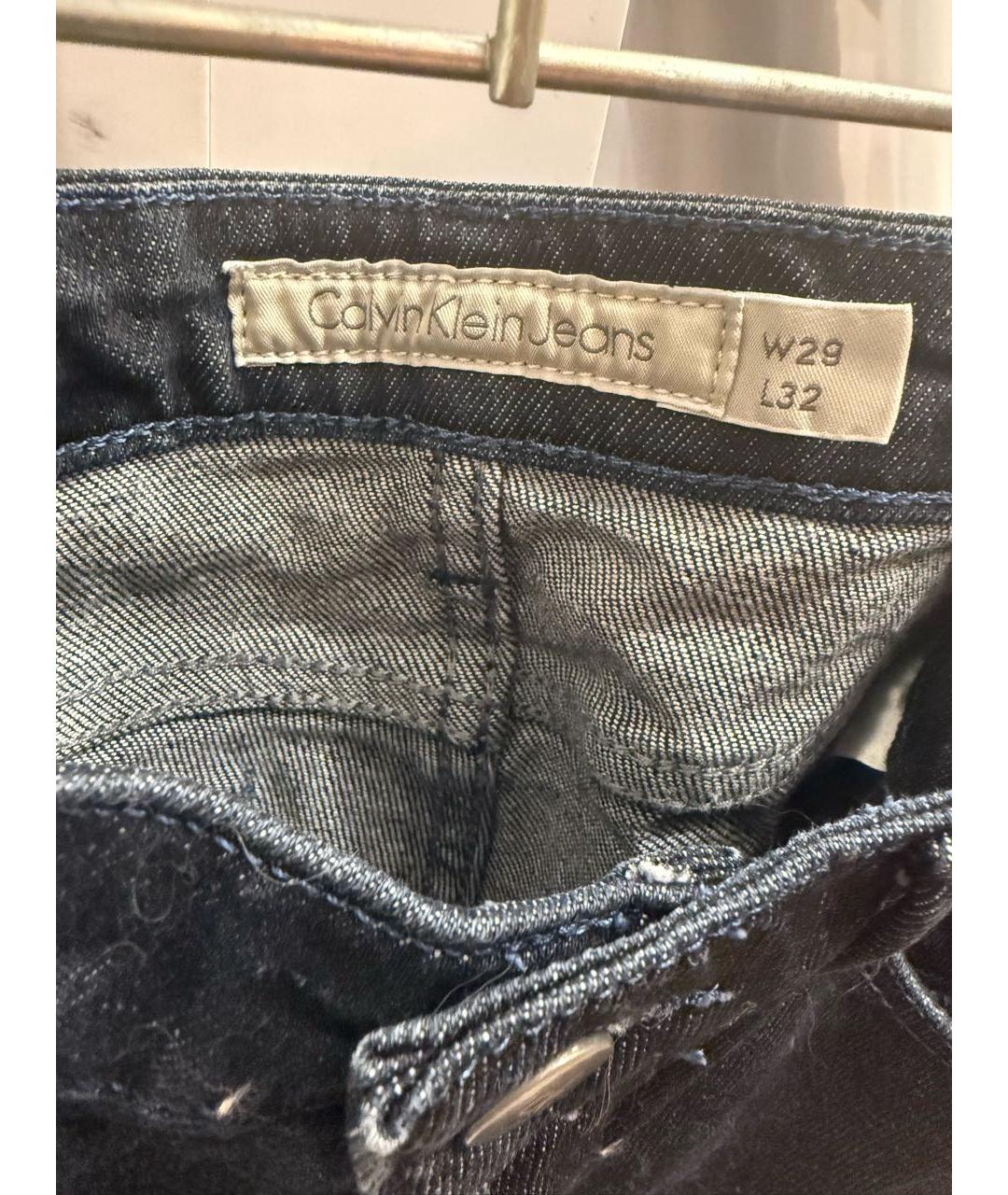 CALVIN KLEIN Темно-синие хлопковые прямые джинсы, фото 3