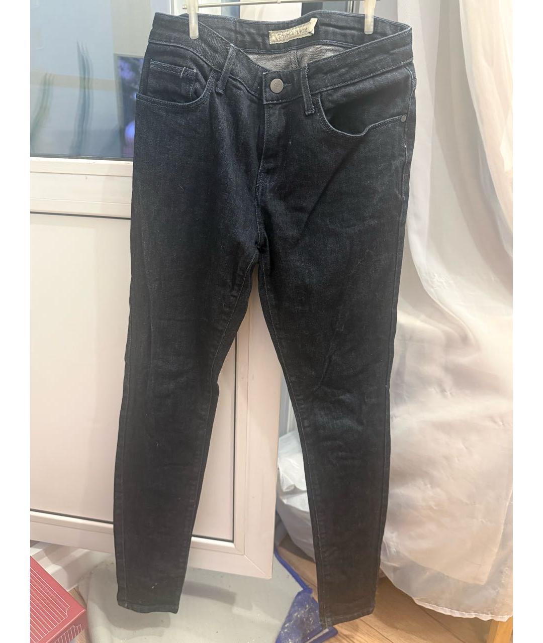 CALVIN KLEIN Темно-синие хлопковые прямые джинсы, фото 8