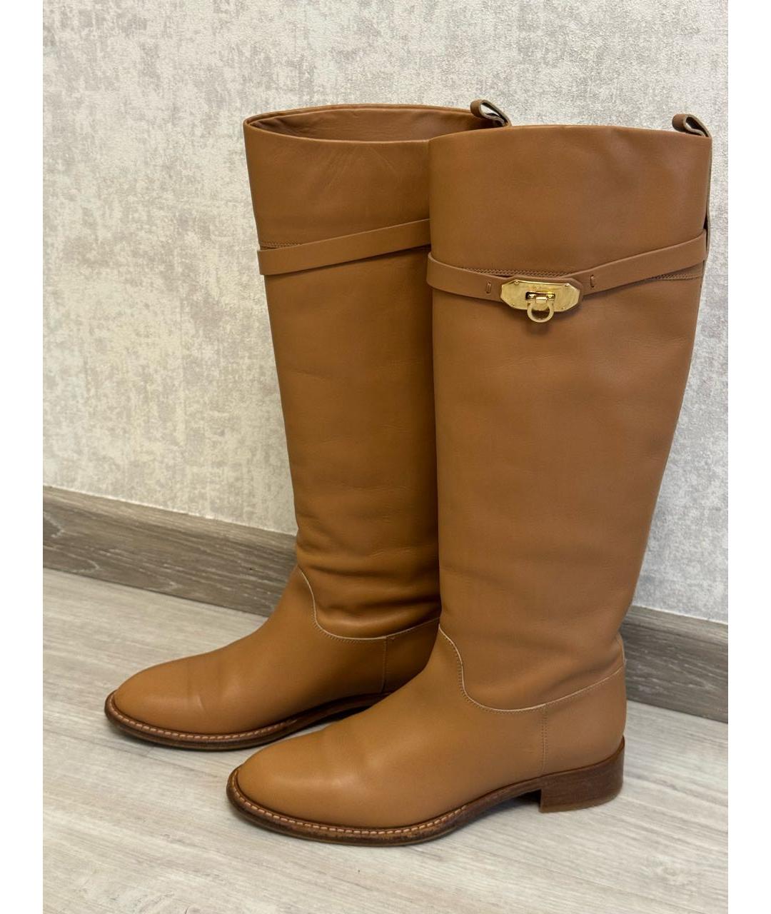 FERRAGAMO Коричневые кожаные сапоги, фото 8
