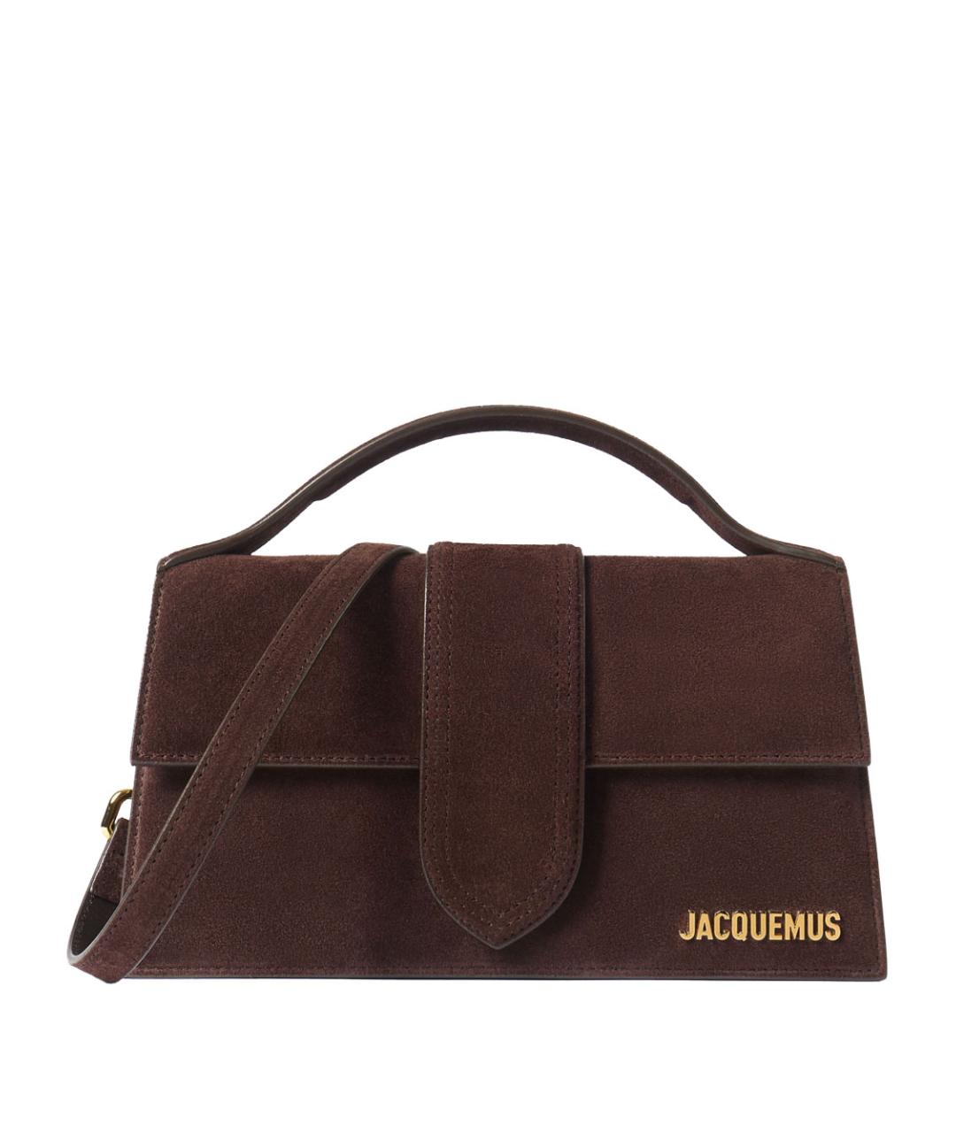 JACQUEMUS Коричневая замшевая сумка с короткими ручками, фото 1