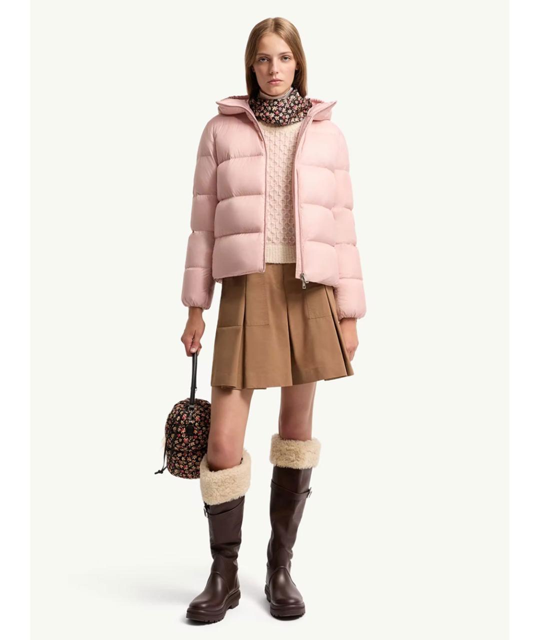 MONCLER Розовый полиамидовый пуховик, фото 2
