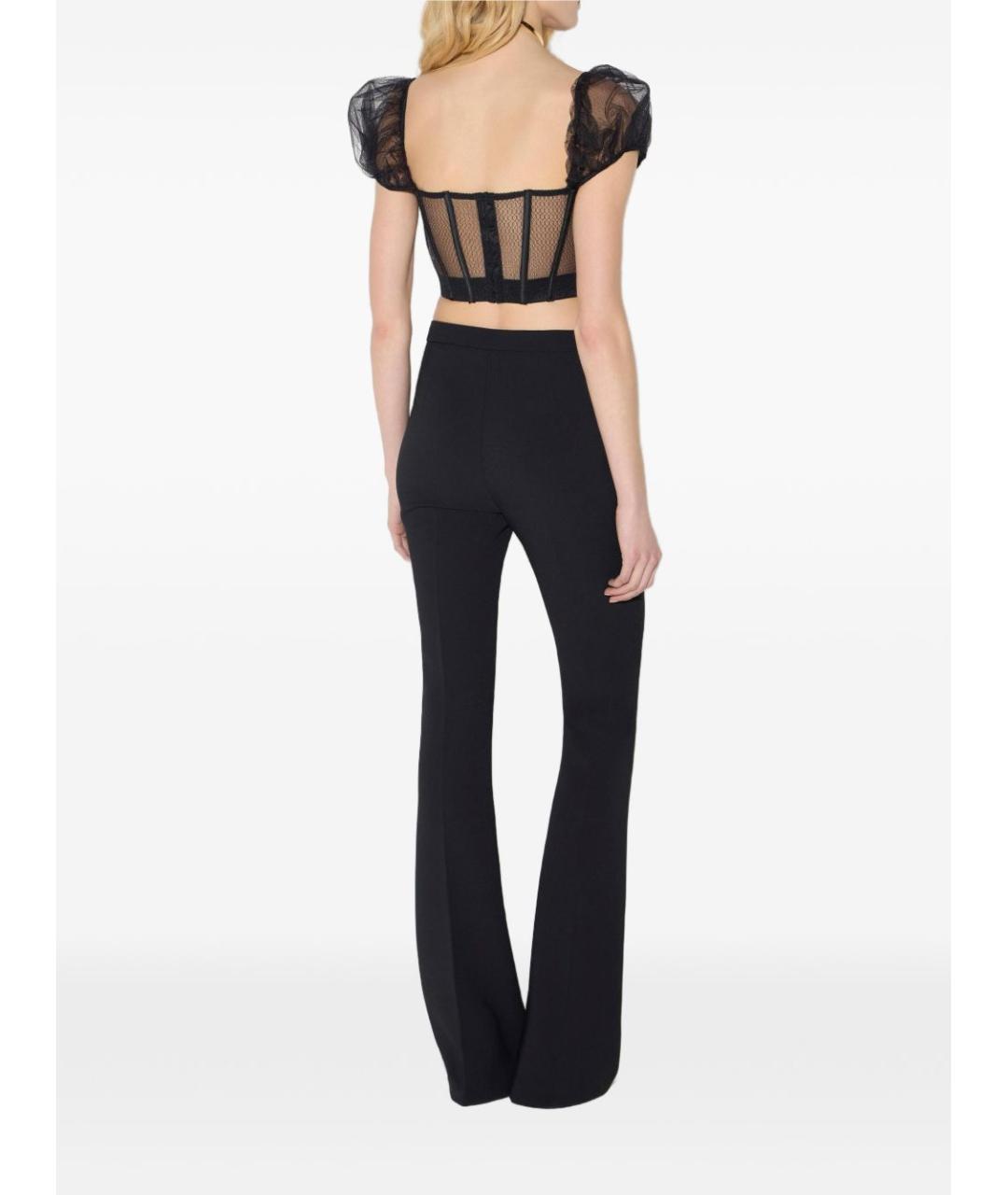 ELISABETTA FRANCHI Черные полиэстеровые прямые брюки, фото 5