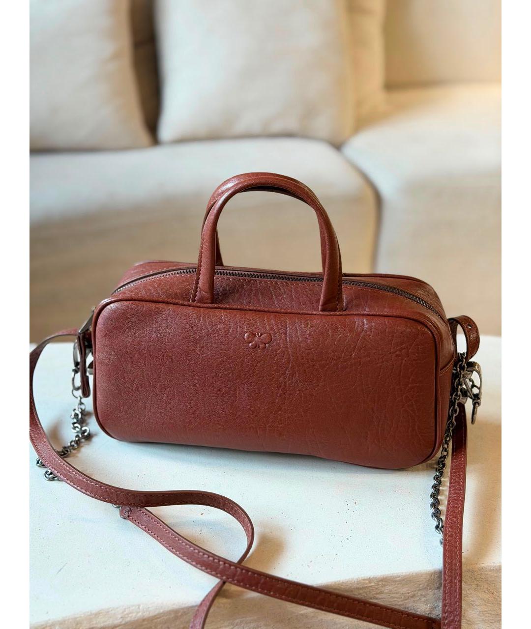 MAX MARA Коричневая кожаная сумка через плечо, фото 4
