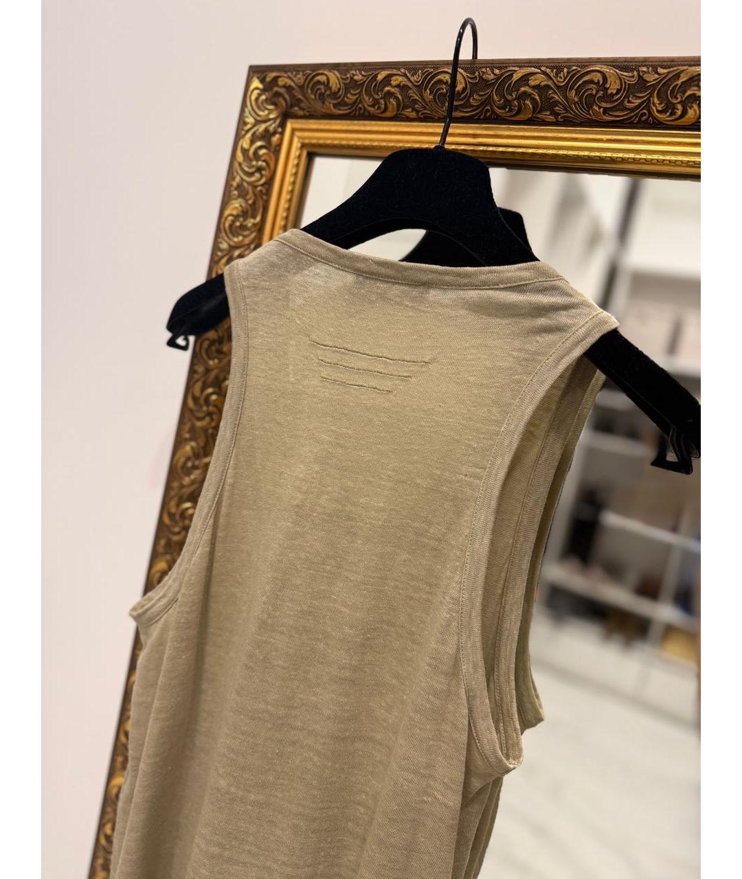 BALMAIN Хаки льняная майка, фото 6