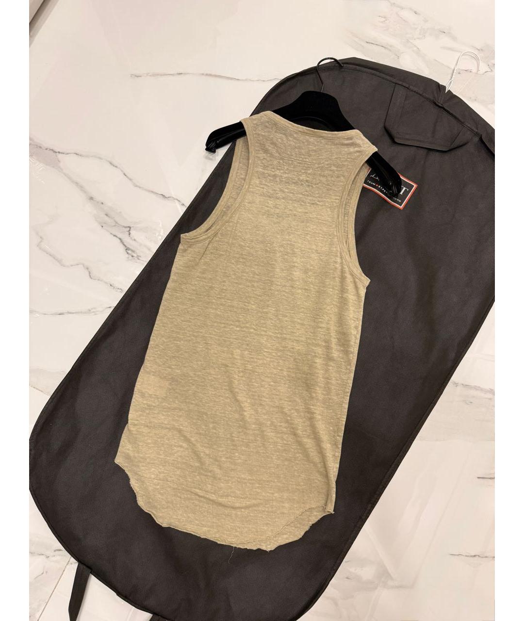 BALMAIN Хаки льняная майка, фото 5