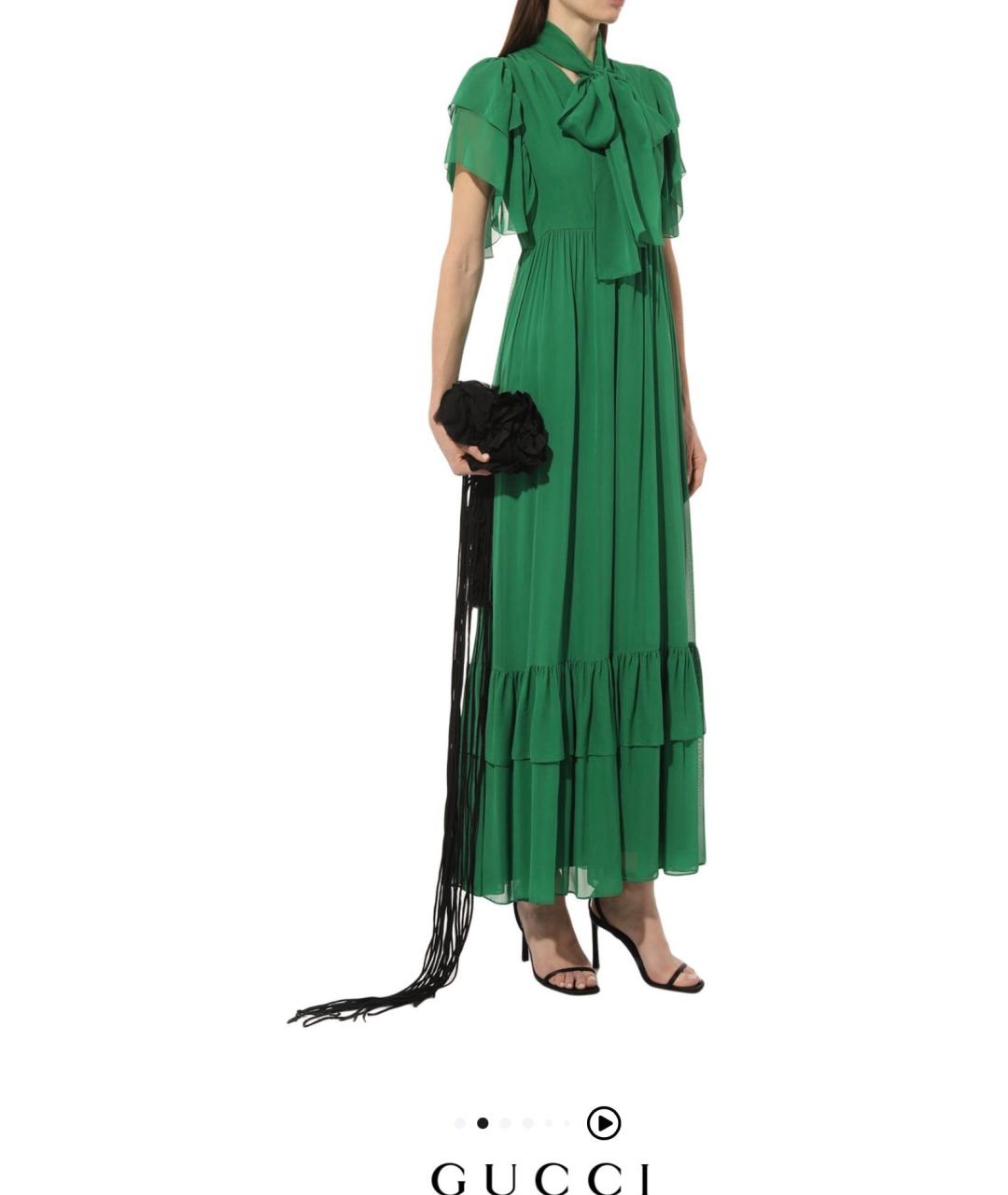 GUCCI Зеленое шелковое повседневное платье, фото 3
