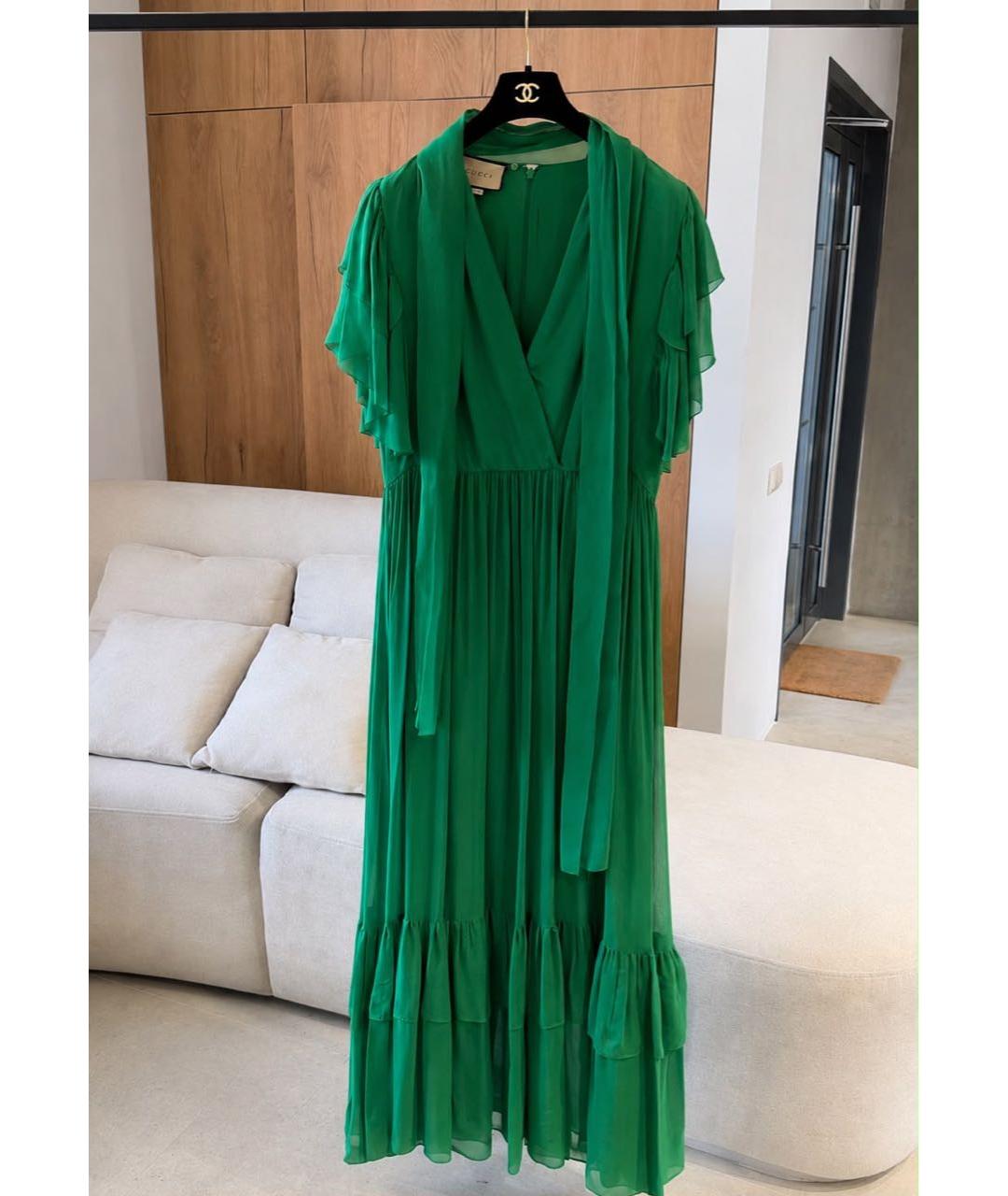 GUCCI Зеленое шелковое повседневное платье, фото 2