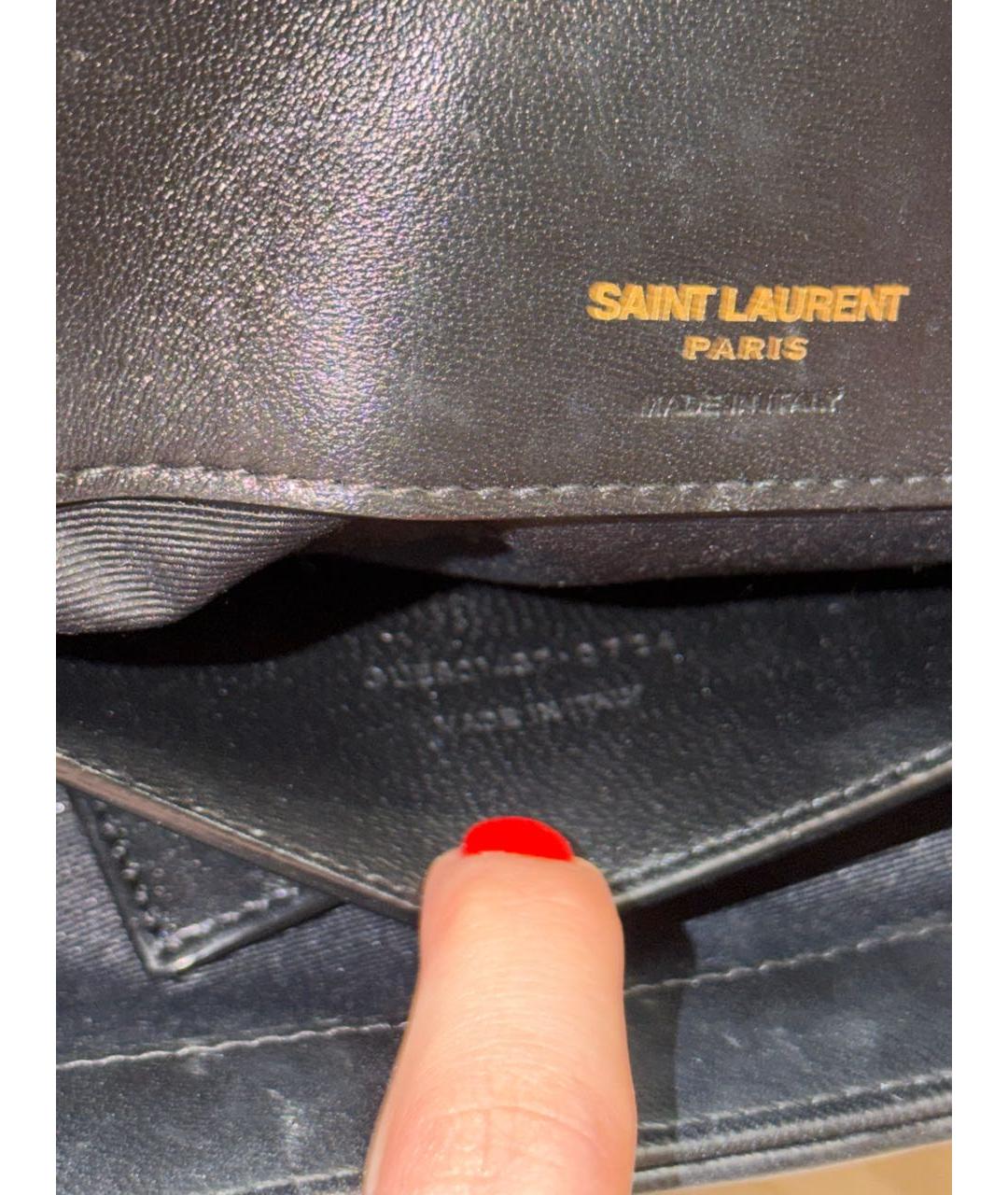 SAINT LAURENT Черная сумка через плечо из экзотической кожи, фото 4