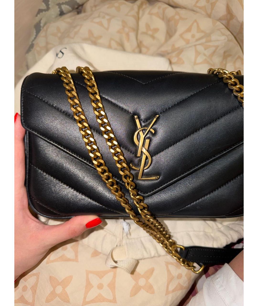 SAINT LAURENT Черная сумка через плечо из экзотической кожи, фото 2
