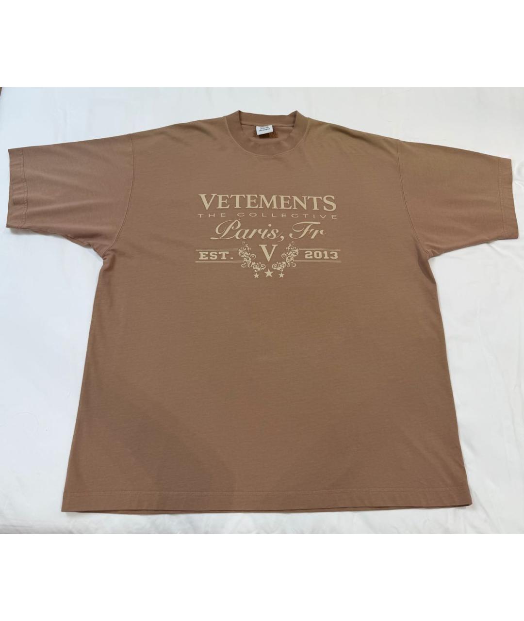 VETEMENTS Коричневая хлопковая футболка, фото 5