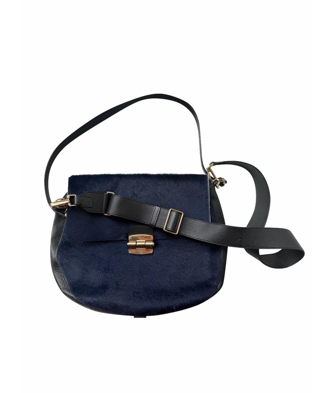 FURLA Темно-синяя кожаная сумка через плечо, фото 1