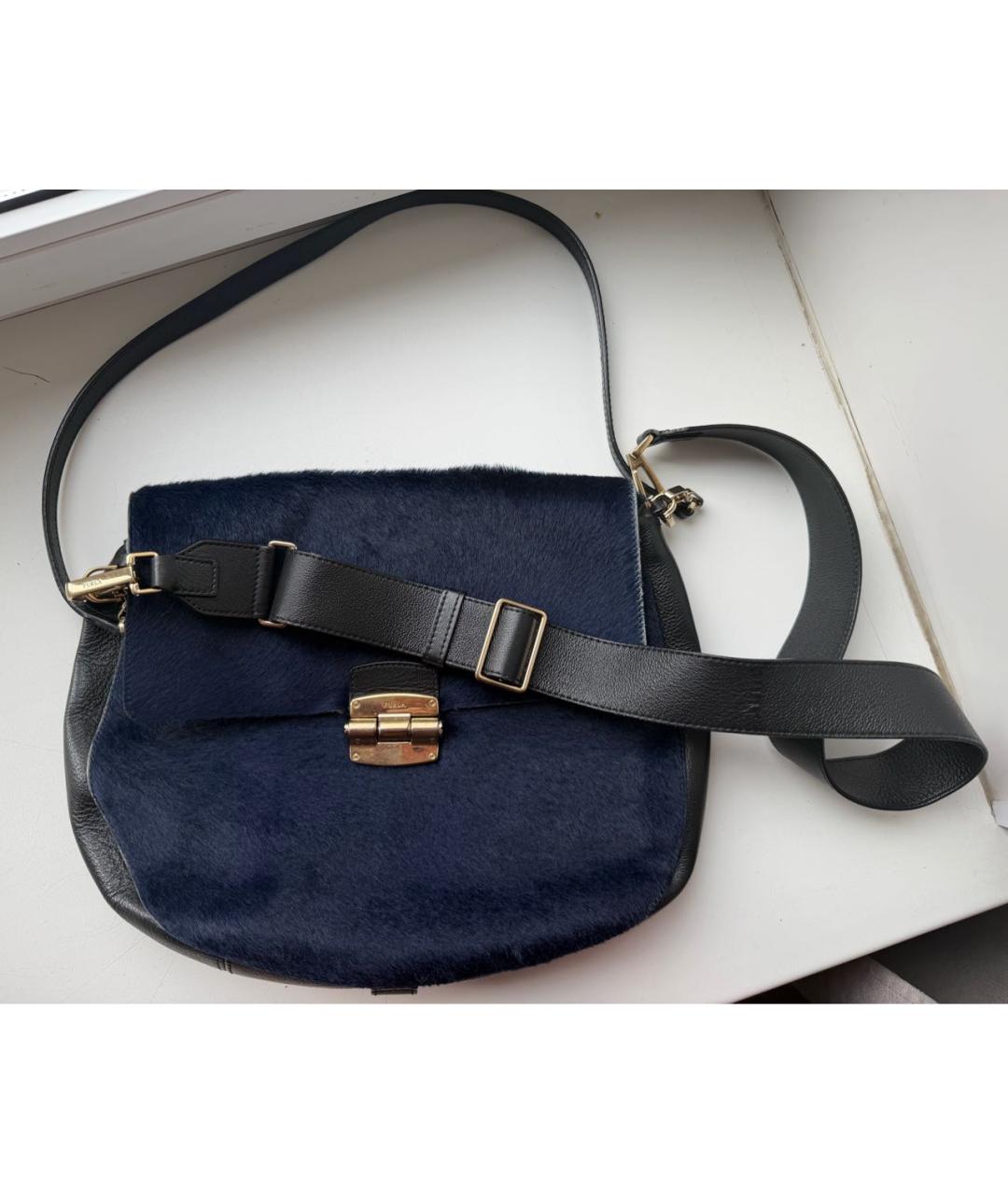 FURLA Темно-синяя кожаная сумка через плечо, фото 6