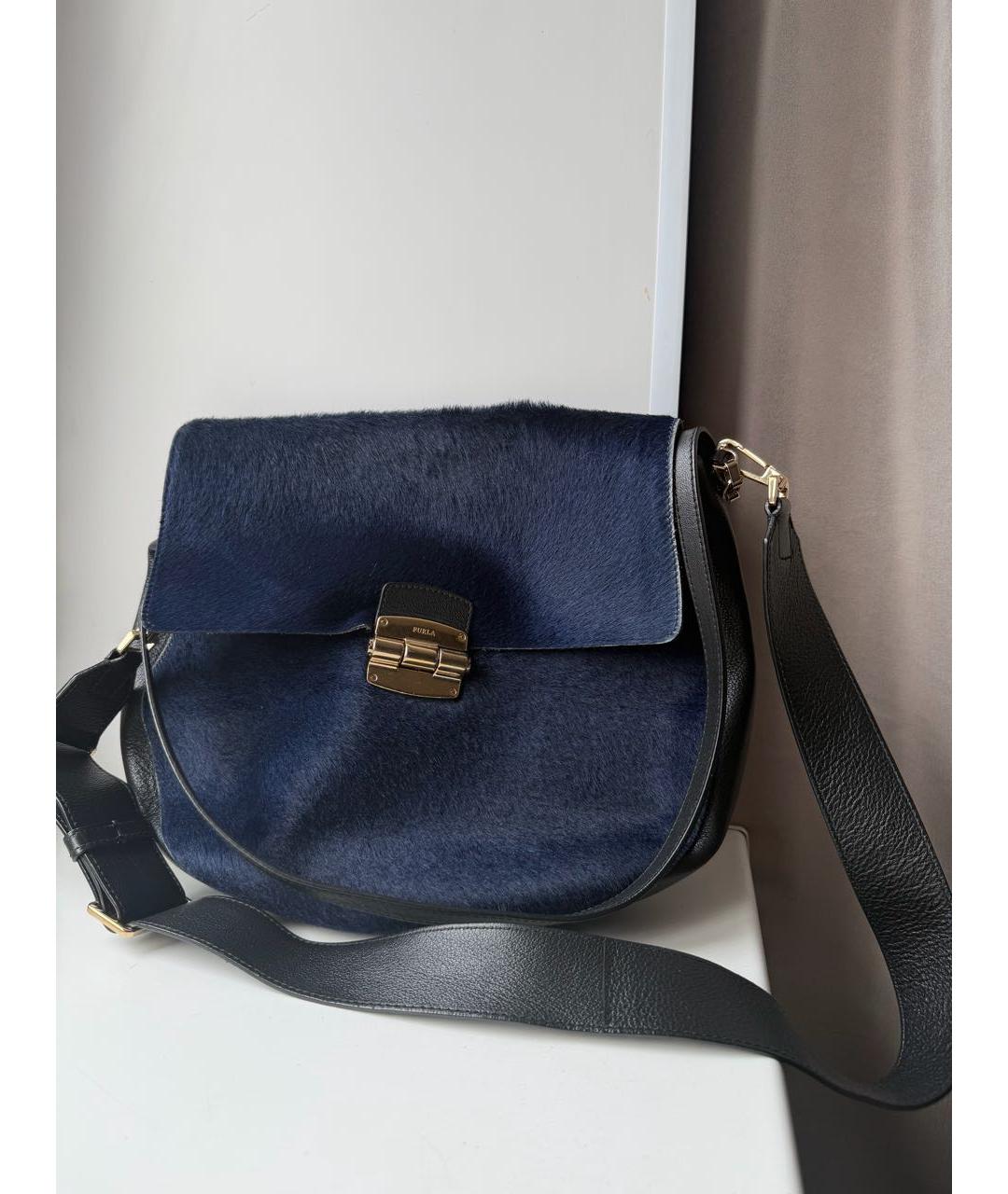 FURLA Темно-синяя кожаная сумка через плечо, фото 2