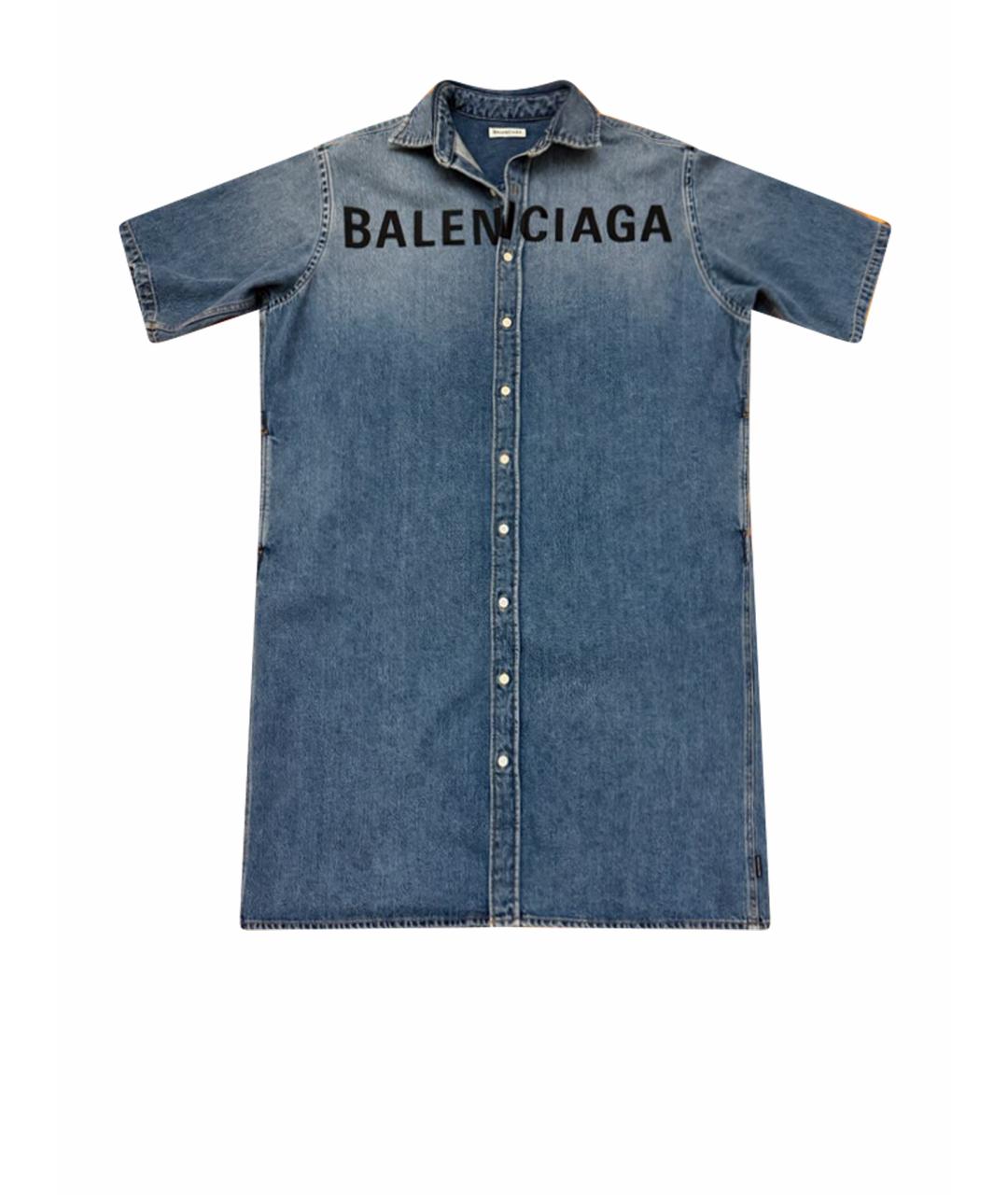 BALENCIAGA Синее хлопковое повседневное платье, фото 1