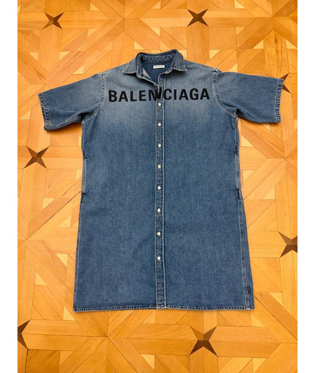 BALENCIAGA Синее хлопковое повседневное платье, фото 5