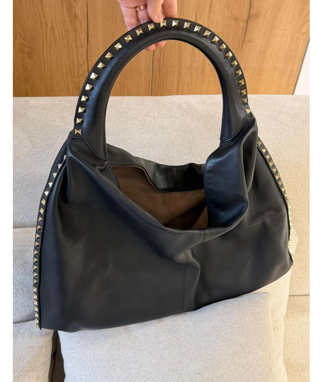 VALENTINO Черная кожаная сумка тоут, фото 2