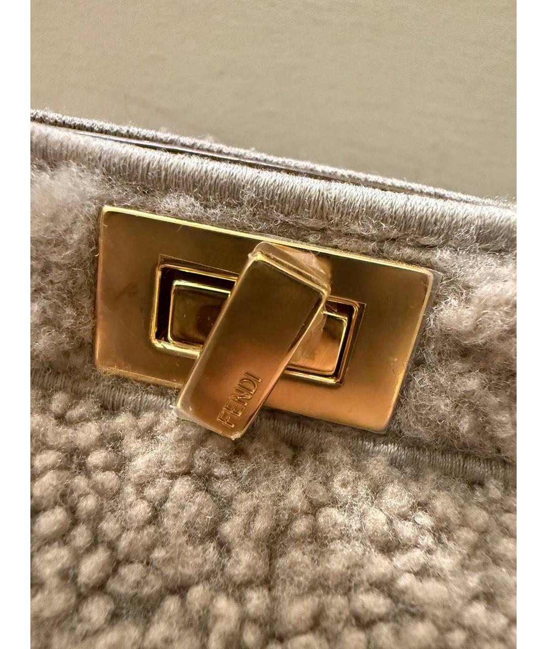 FENDI Бежевая шерстяная сумка с короткими ручками, фото 5