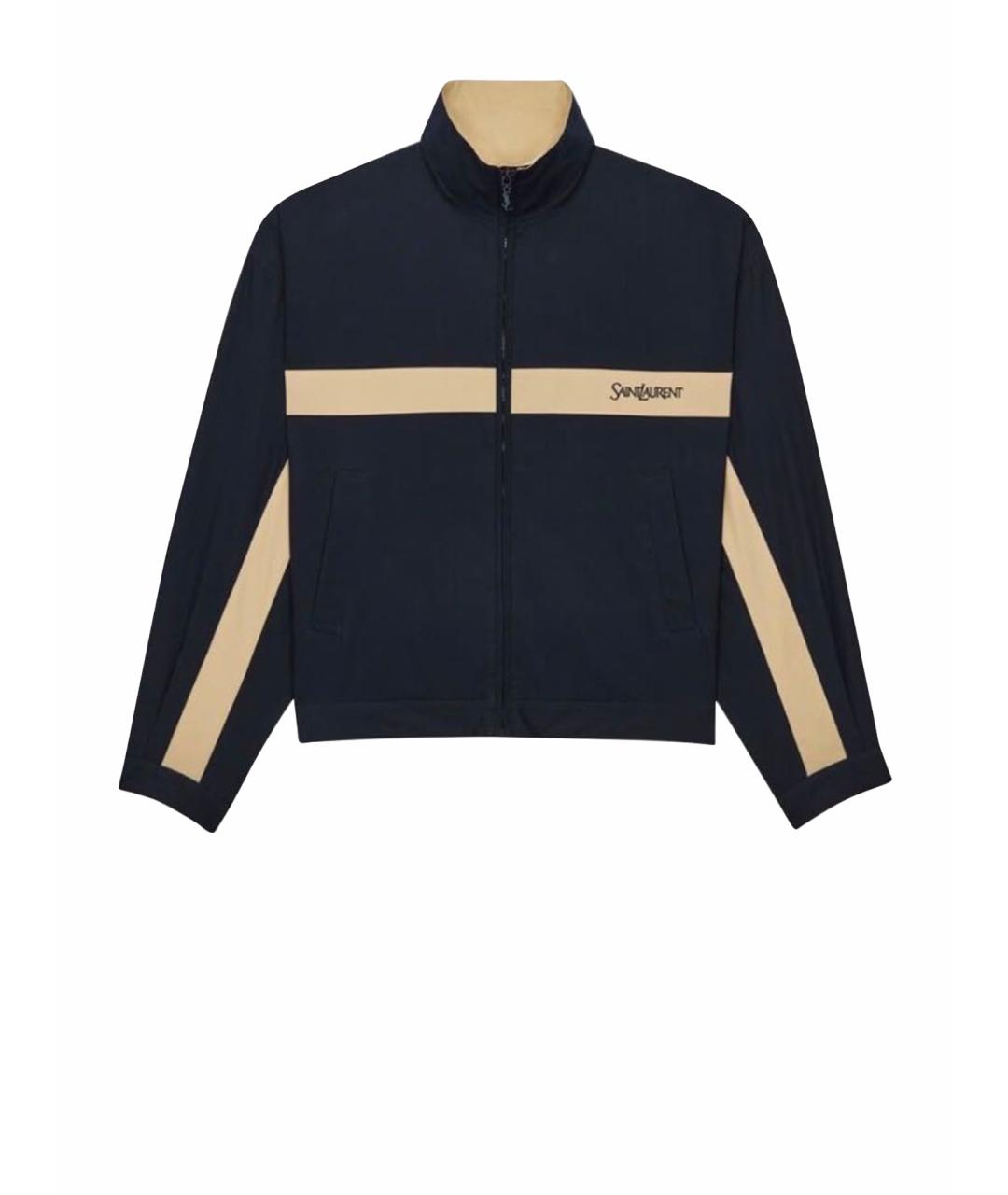 SAINT LAURENT Темно-синяя полиэстеровая куртка, фото 1