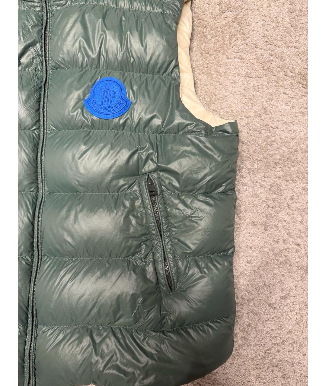MONCLER Зеленый нейлоновый жилет, фото 4