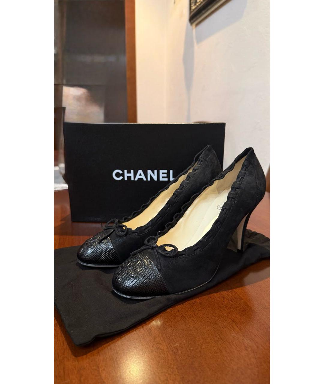 CHANEL Черные кожаные туфли, фото 3