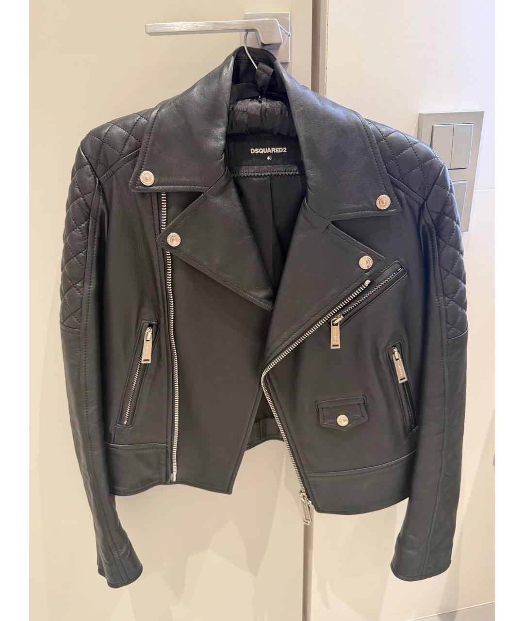 DSQUARED2 Черная кожаная куртка, фото 9