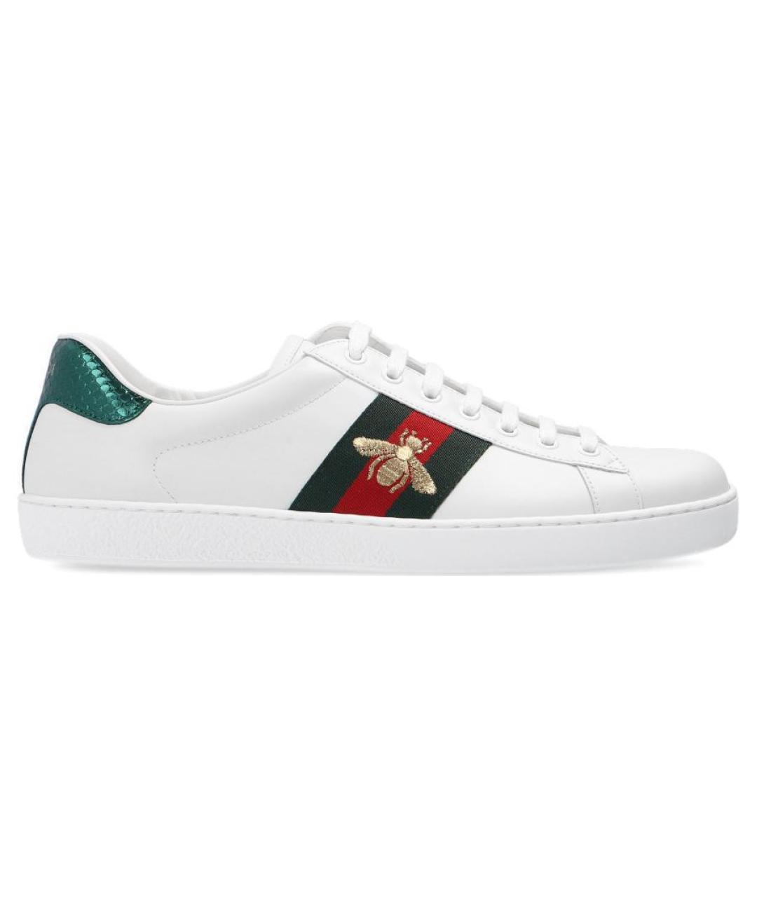 GUCCI Белые кожаные низкие кроссовки / кеды, фото 2