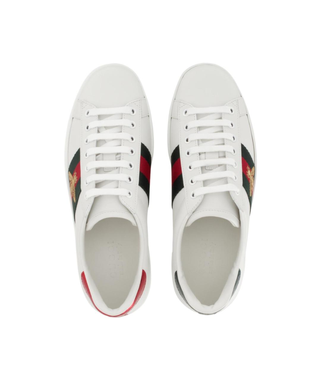 GUCCI Белые кожаные низкие кроссовки / кеды, фото 4