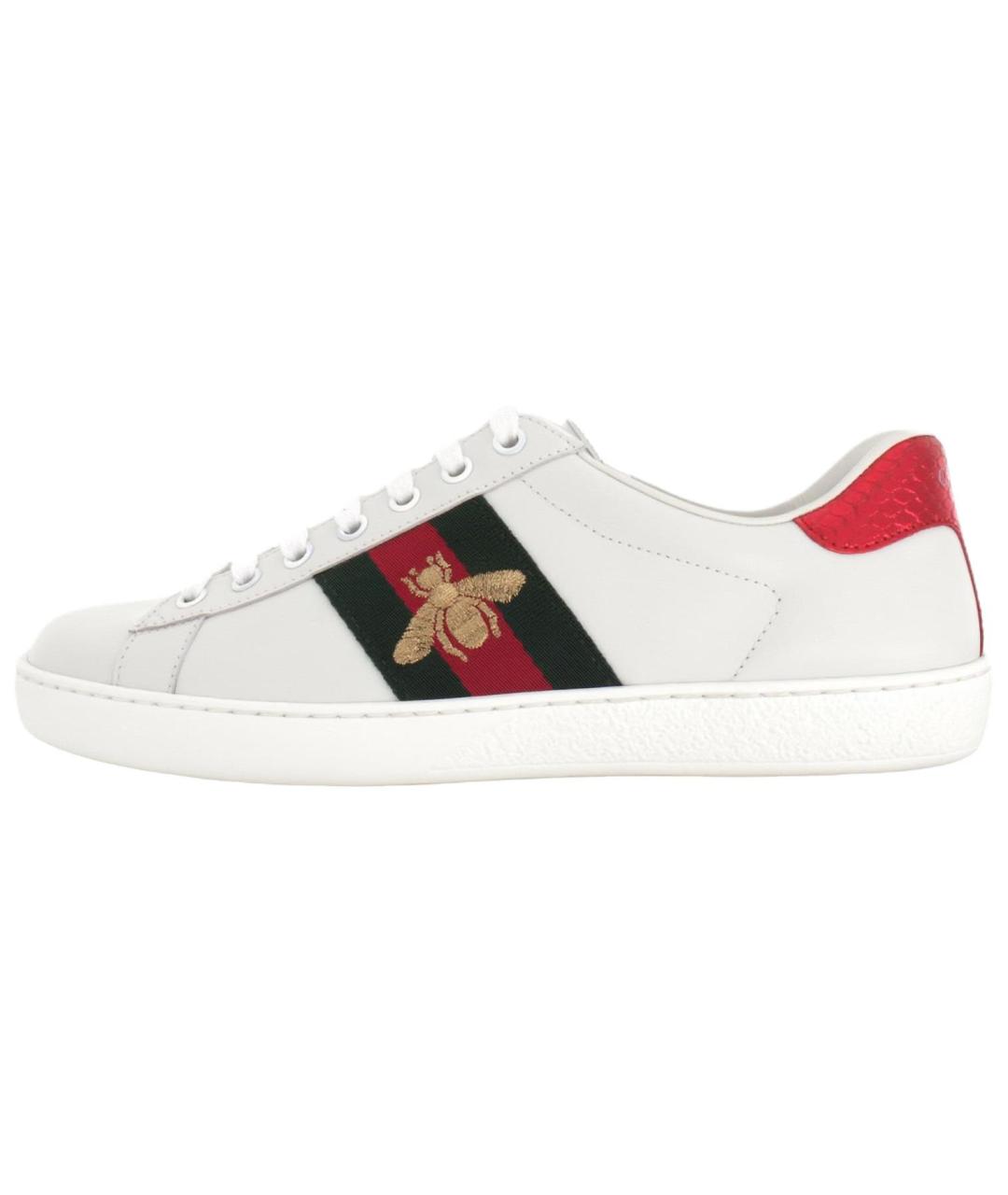 GUCCI Белые кожаные низкие кроссовки / кеды, фото 6