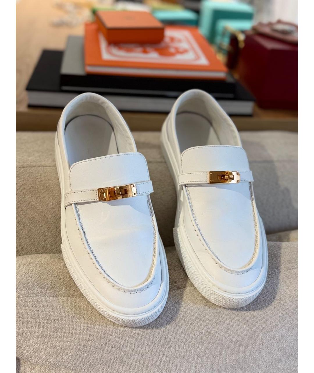 HERMES Белые кожаные лоферы, фото 2