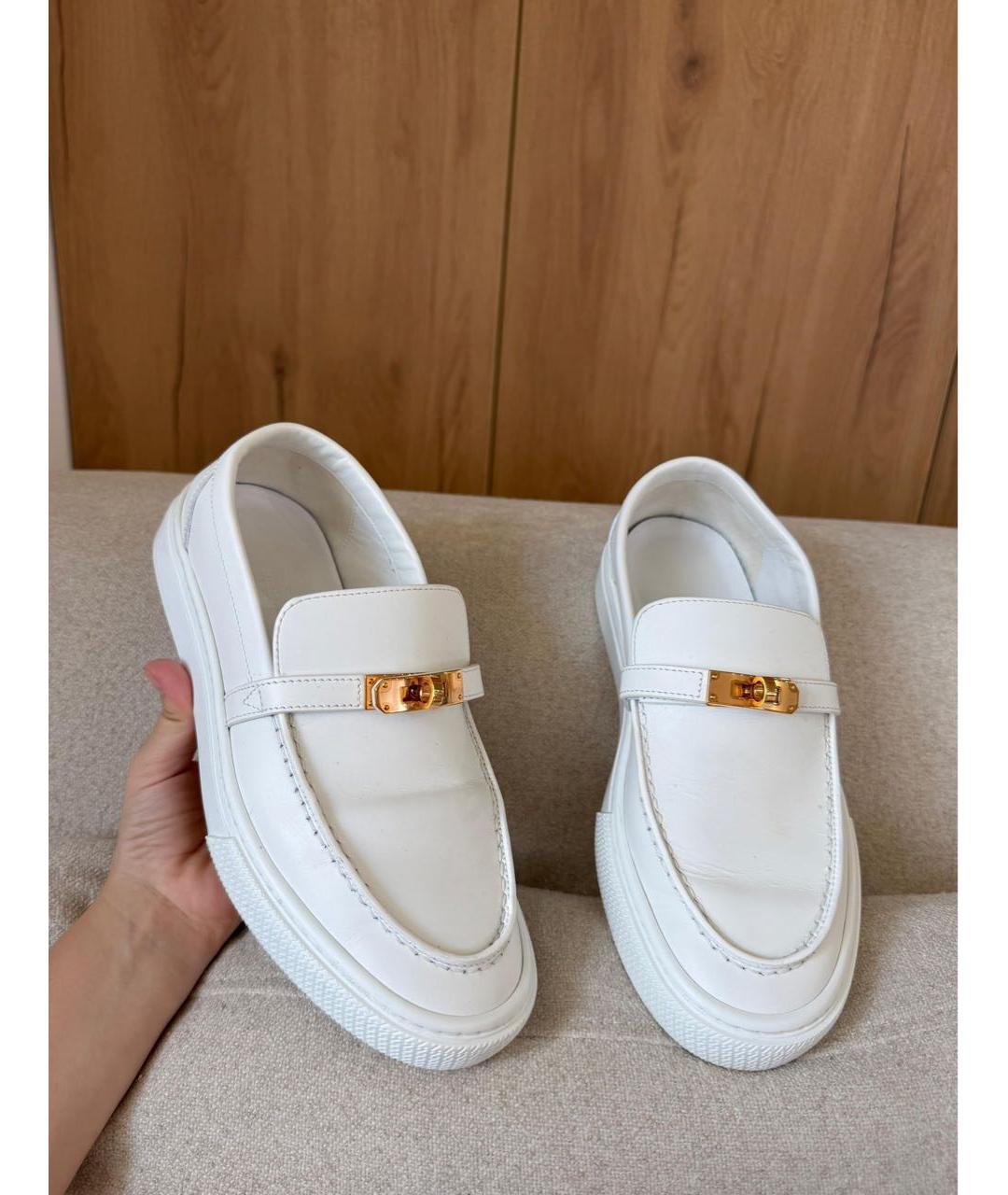 HERMES Белые кожаные лоферы, фото 4