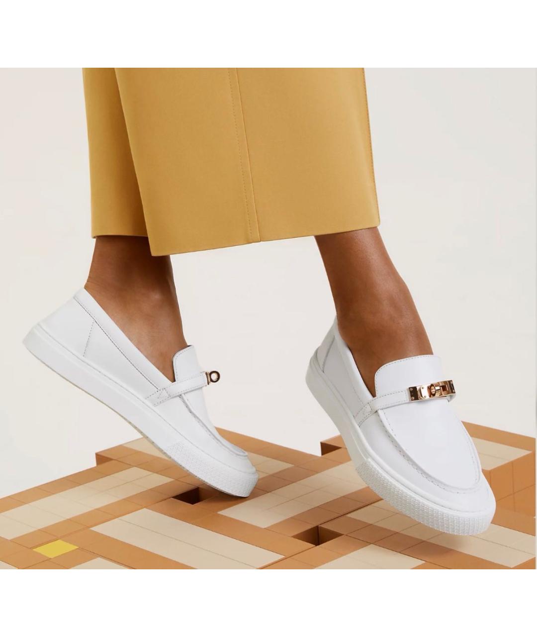 HERMES Белые кожаные лоферы, фото 5
