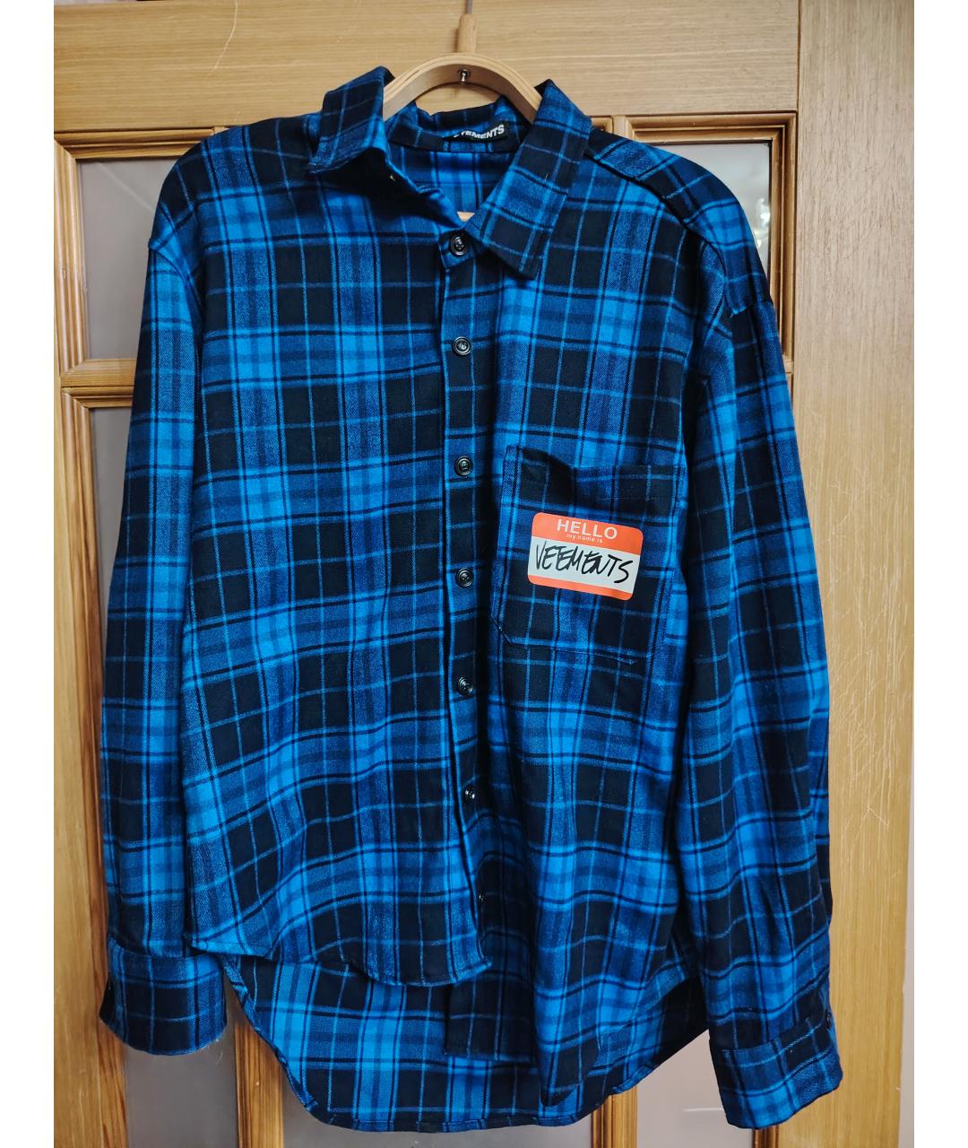 VETEMENTS Синяя хлопковая кэжуал рубашка, фото 6