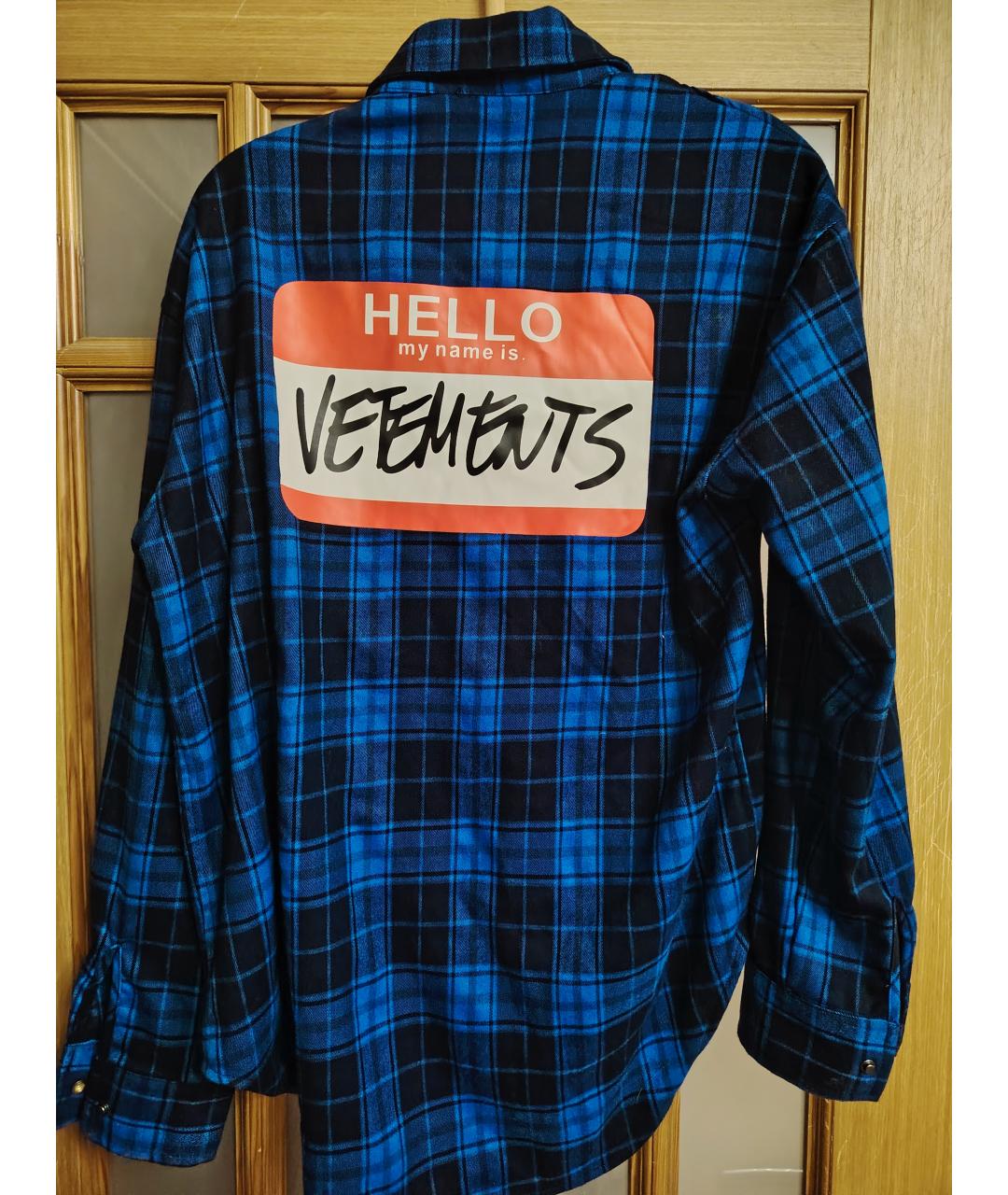 VETEMENTS Синяя хлопковая кэжуал рубашка, фото 2