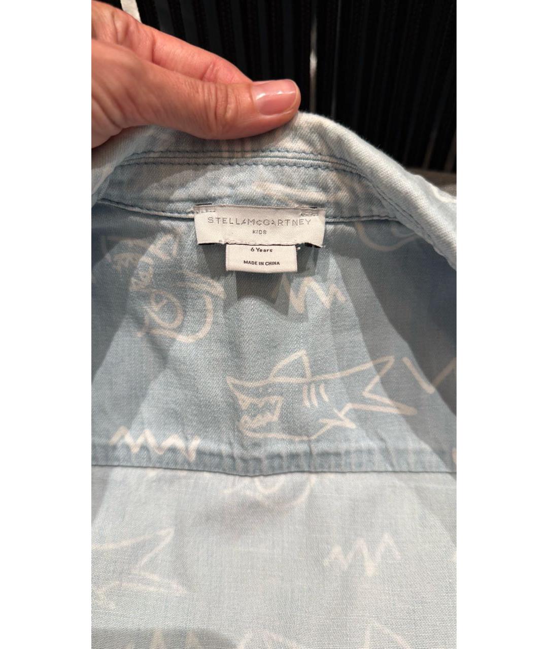 STELLA MCCARTNEY KIDS Голубая хлопковая детская рубашка, фото 3