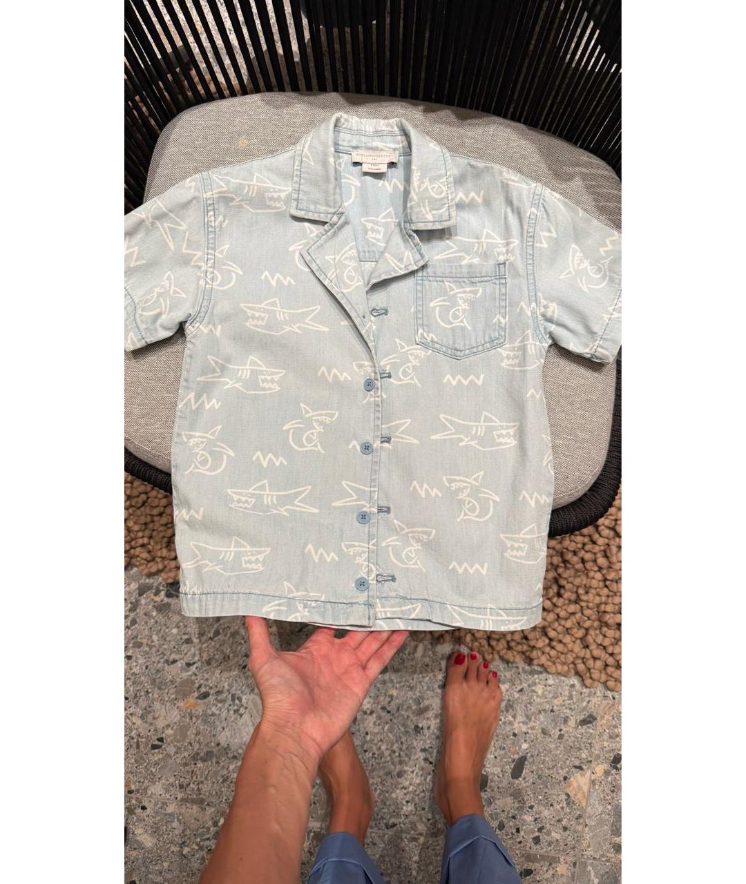STELLA MCCARTNEY KIDS Голубая хлопковая детская рубашка, фото 5