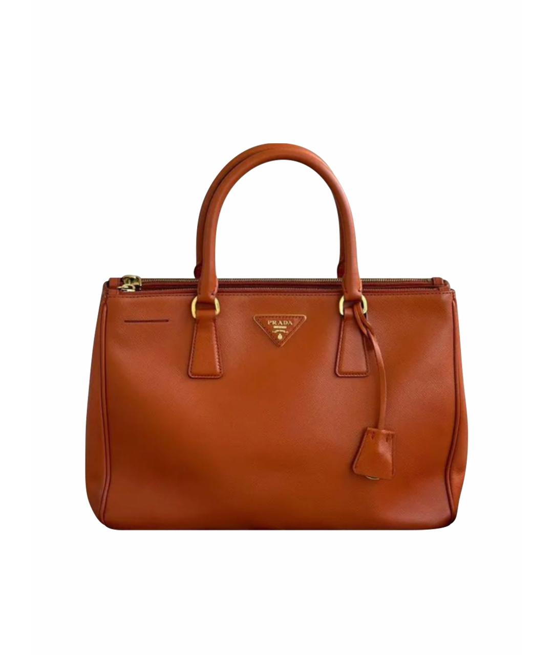 PRADA Оранжевая кожаная сумка тоут, фото 1