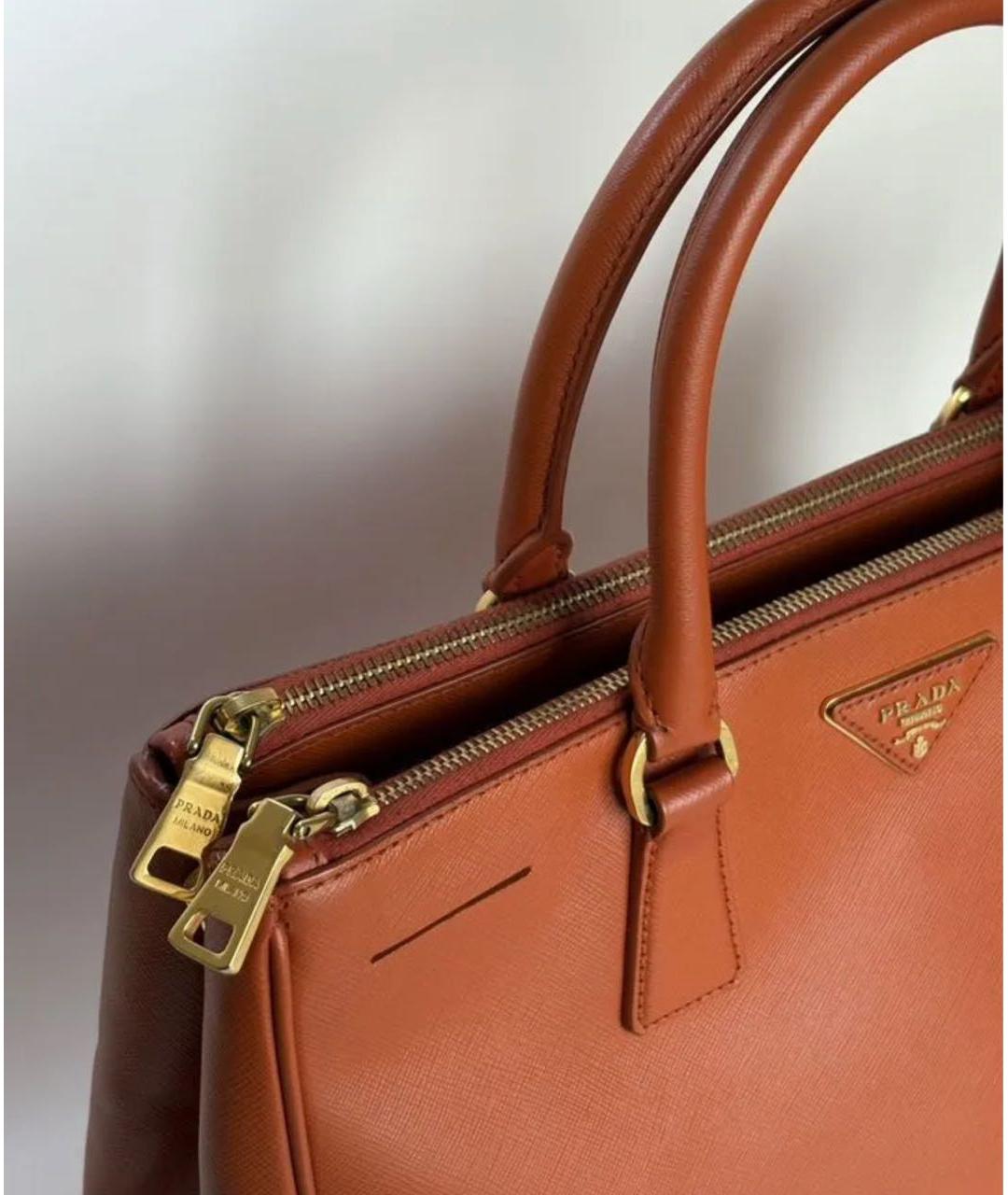 PRADA Оранжевая кожаная сумка тоут, фото 5
