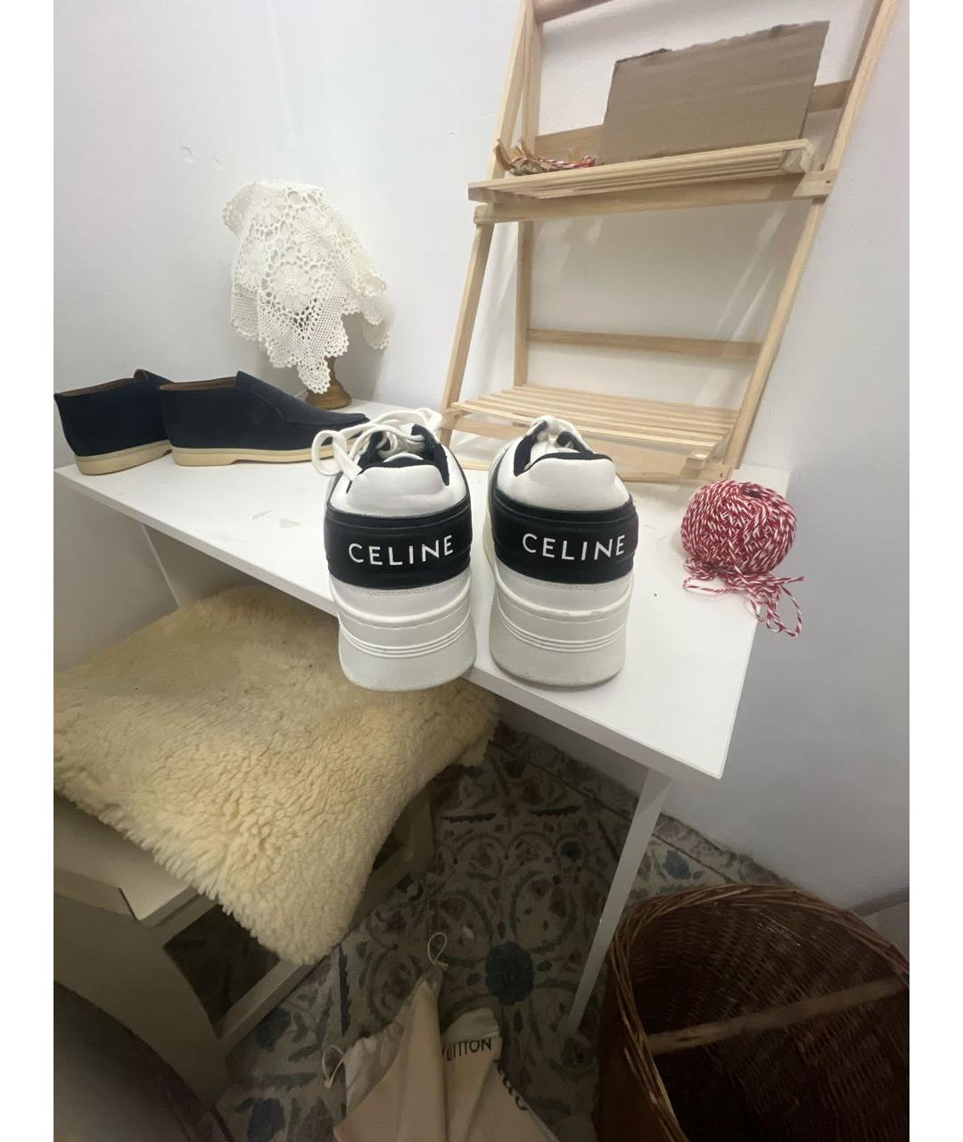 CELINE Белые кожаные кеды, фото 4